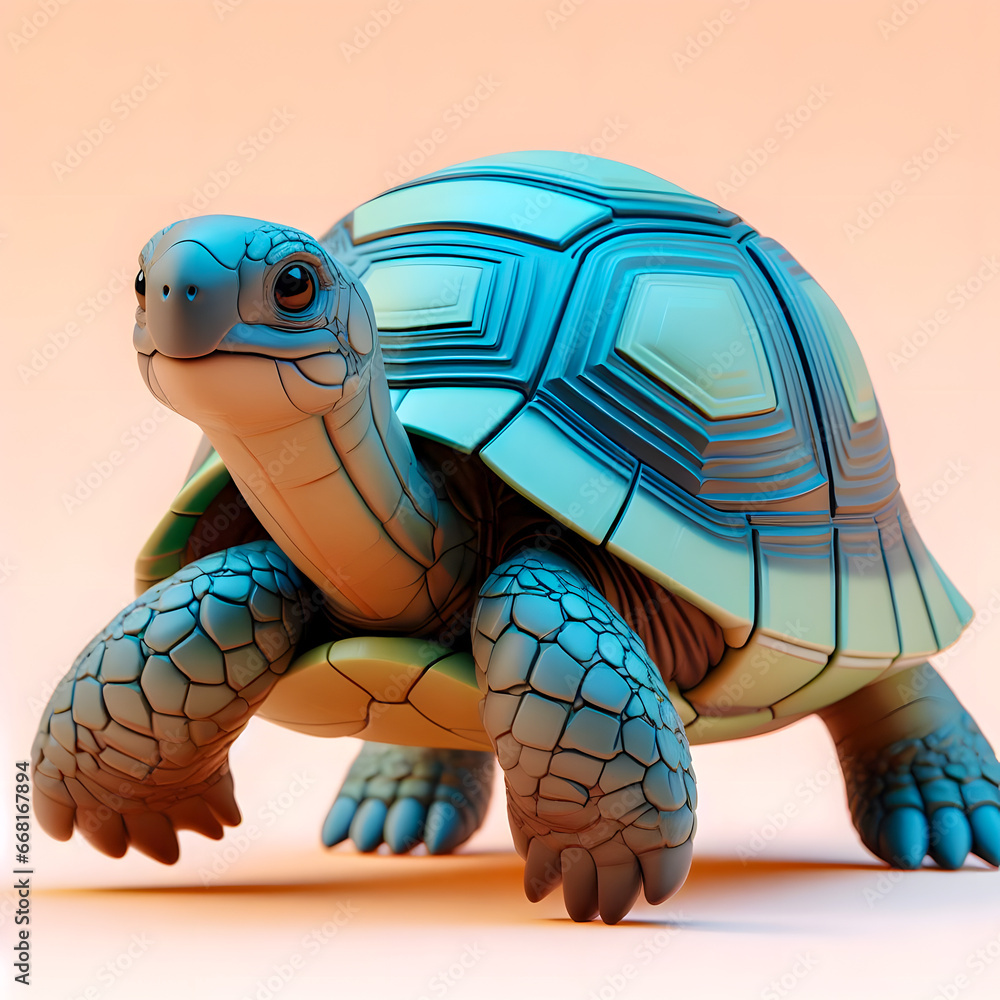 Aufkleber there is a small blue turtle that is sitting on a table generative ai