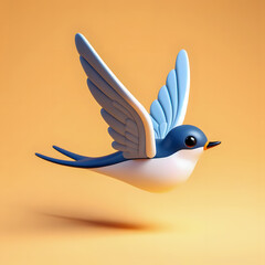 there is a small blue bird with white wings flying Generative AI