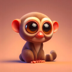a close up of a small monkey with big eyes Generative AI