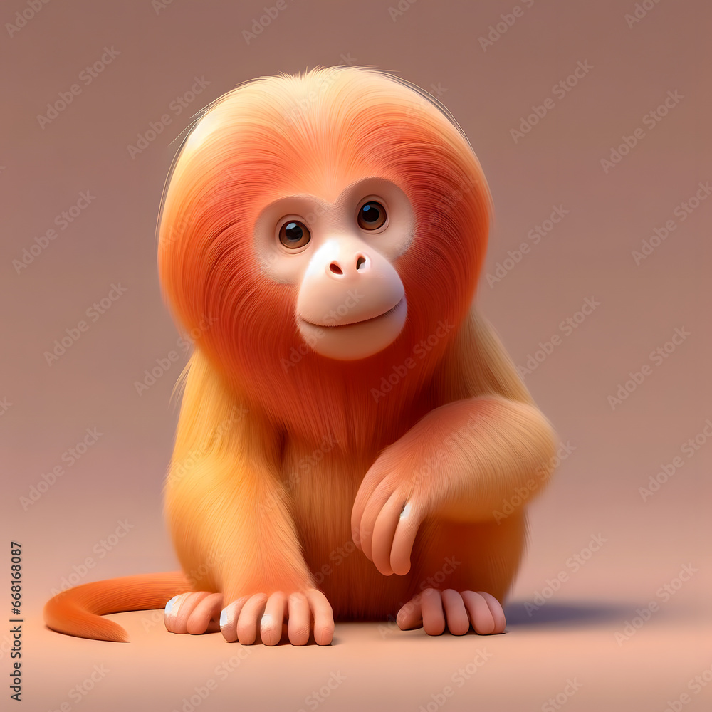 Poster a close up of a monkey sitting on a floor with its paws on the ground generative ai