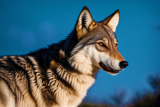 A bueatuful Wolf. Guardians of the Wilderness. Exploring the Realm of Wolves. Generative AI