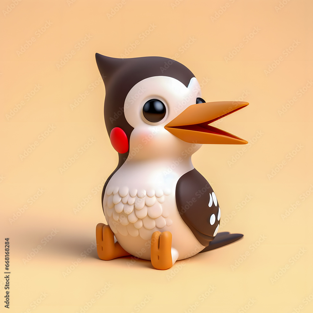 Poster there is a small toy penguin sitting on a table generative ai