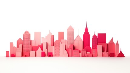 Cityscape illustration made of paper in origami style isolated on white background. - obrazy, fototapety, plakaty