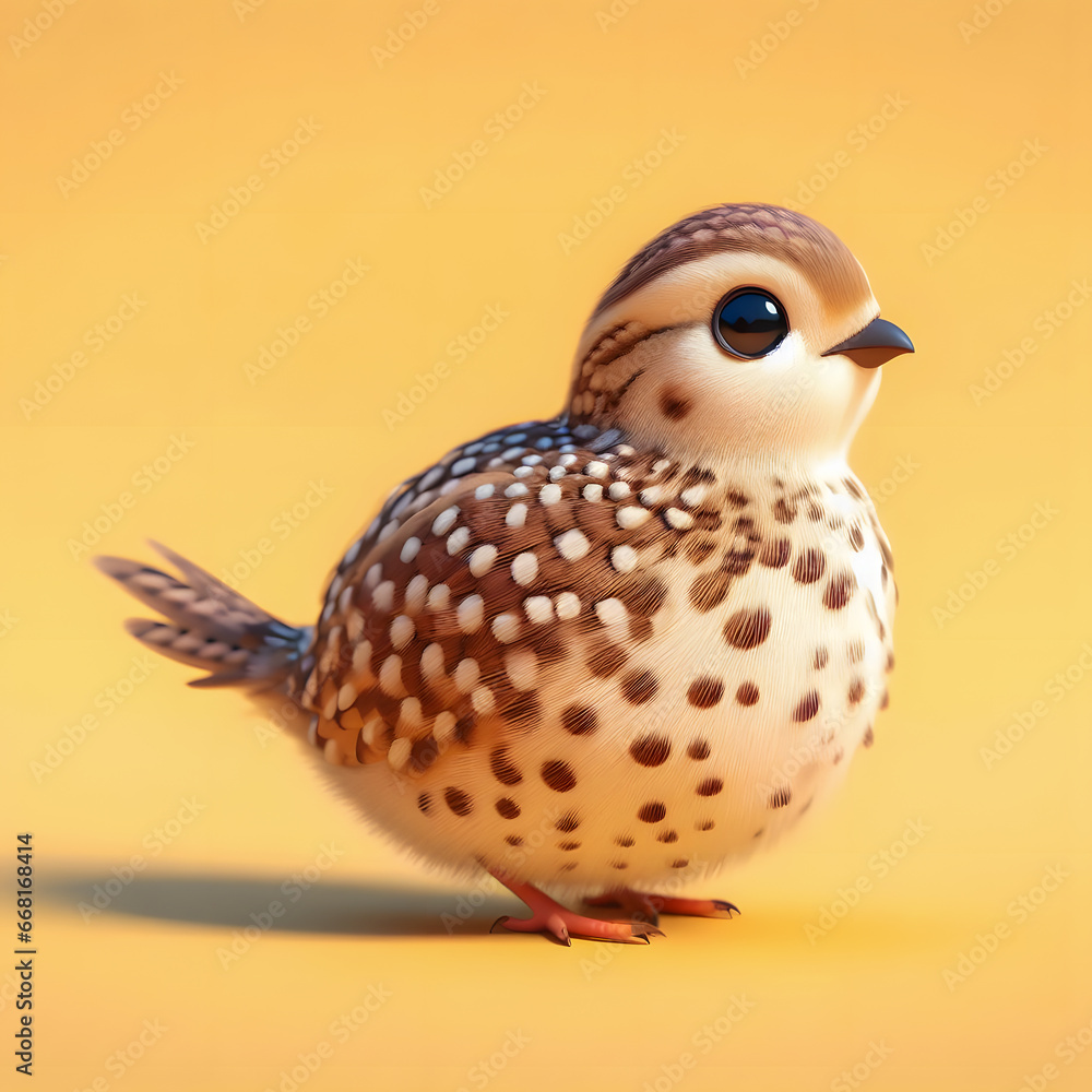 Poster there is a small bird with spots on it's body generative ai