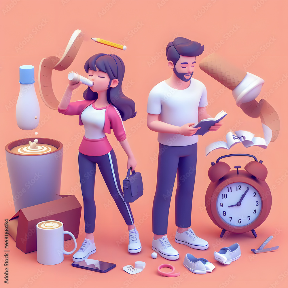 Poster there are two people standing next to each other with a clock Generative AI