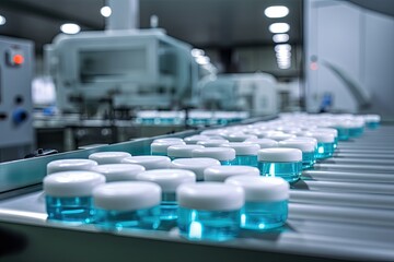A modern pharmaceutical plant using advanced technology to produce medicines, capsules and vaccines for healthcare.