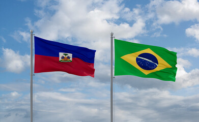 Haiti and Brazil flags, country relationship concept