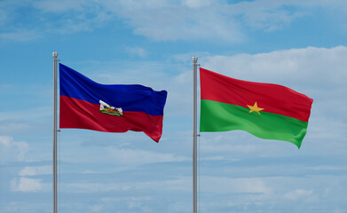 Burkina Faso and Haiti flags, country relationship concept