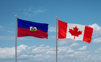 Canada and Haiti flags, country relationship concept