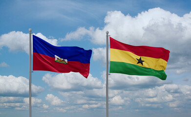 Ghana and Haiti flags, country relationship concept