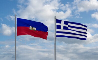Greece and Haiti flags, country relationship concept