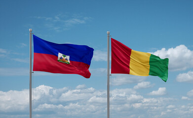 Guinea and Haiti flags, country relationship concept