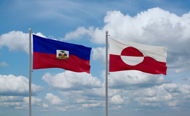 Greenland and Haiti flags, country relationship concept