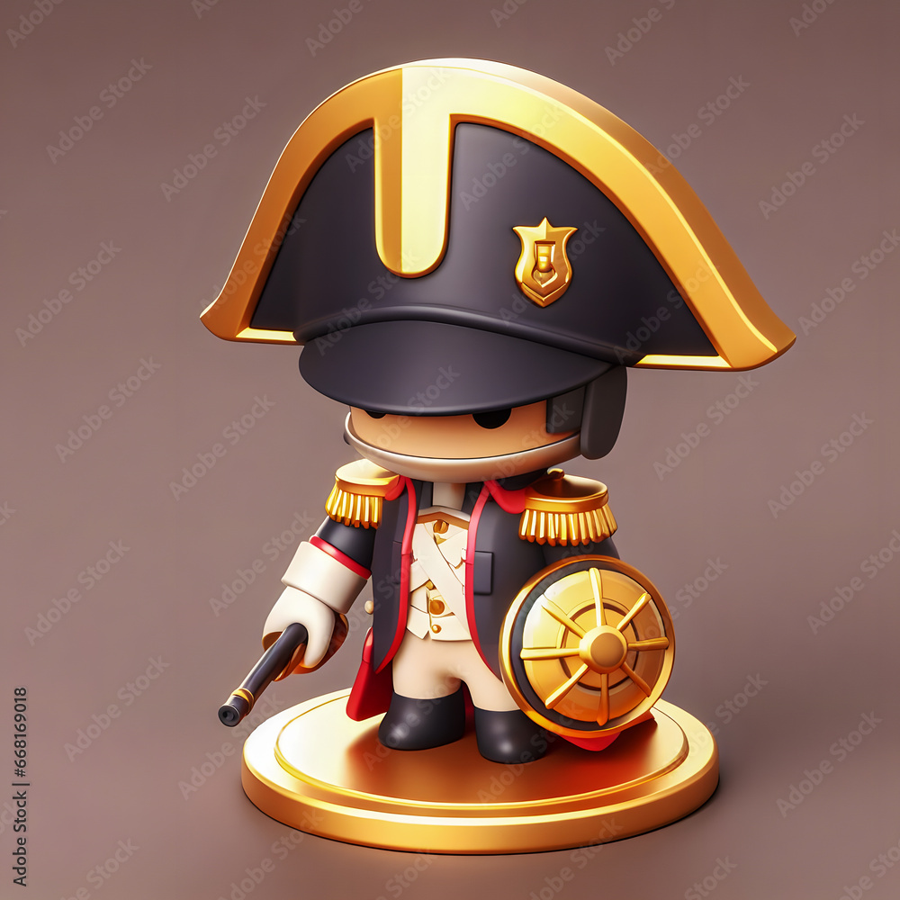 Poster a close up of a toy soldier with a shield and a sword Generative AI