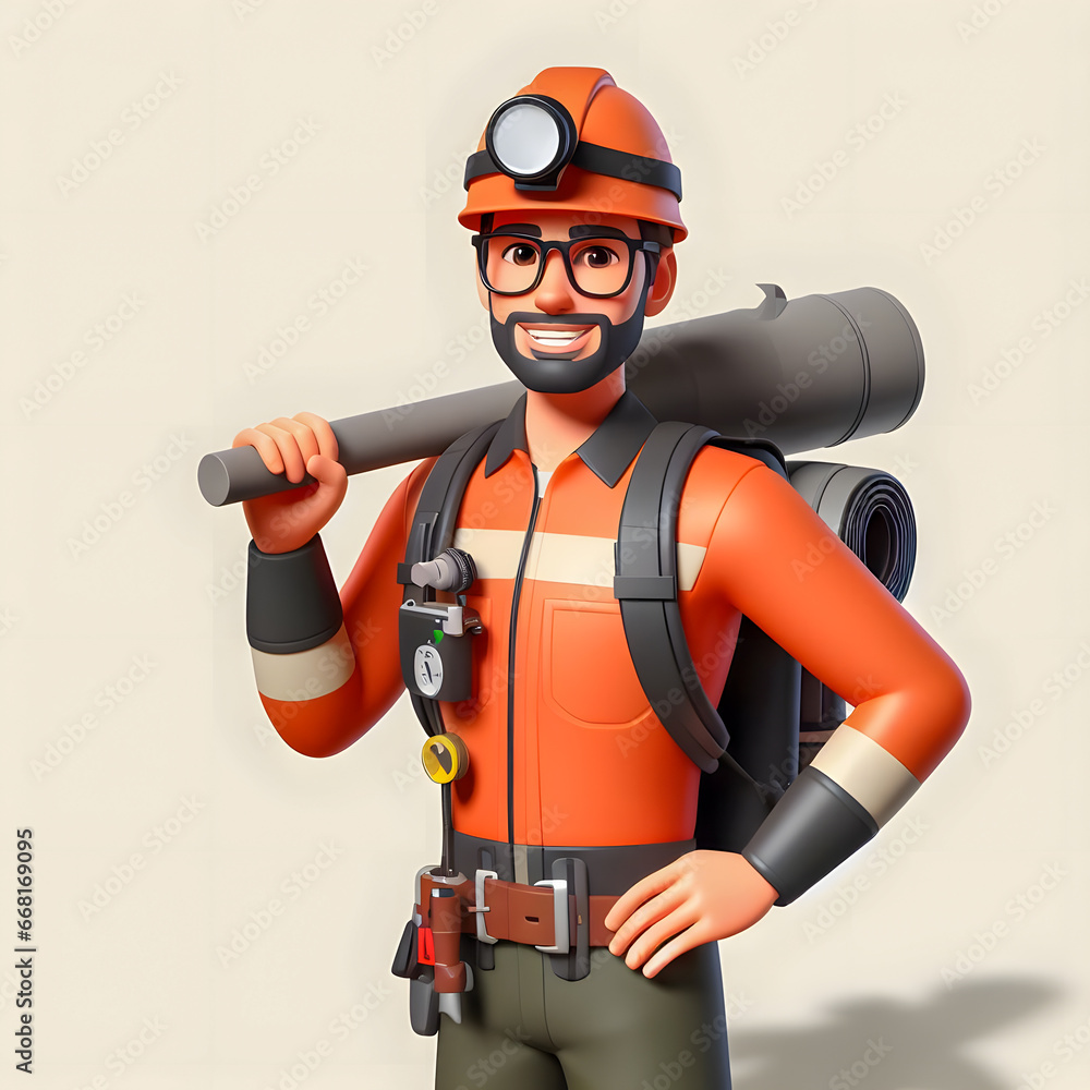 Poster arafed man with a large tool bag and a large bat generative ai