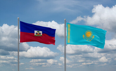 Kazakhstan and Haiti flags, country relationship concept