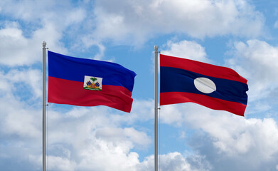 Laos and Haiti flags, country relationship concept