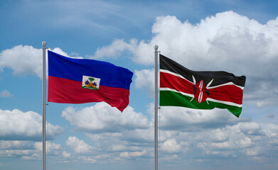 Kenya and Haiti flags, country relationship concept