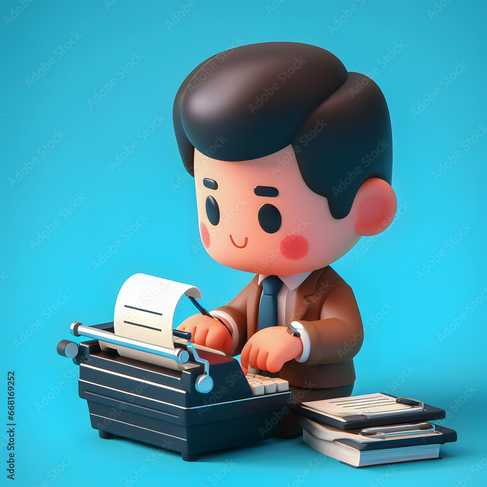 Poster a close up of a person typing on a typewriter generative ai