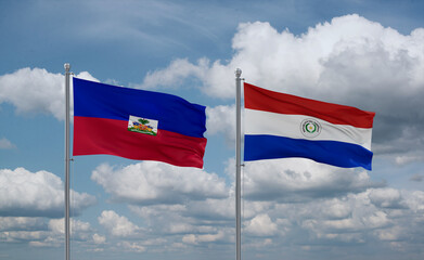Paraguay and Haiti flags, country relationship concept