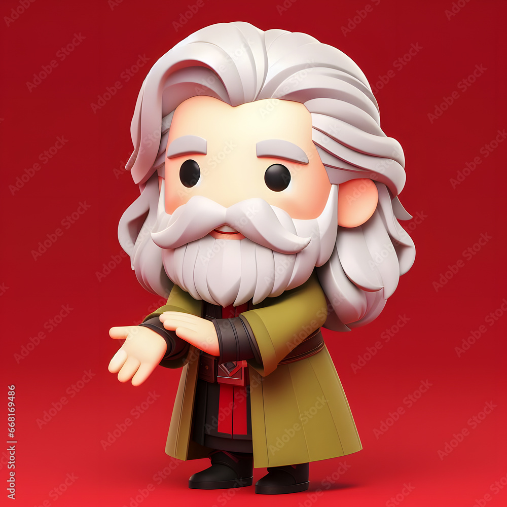 Poster a close up of a figurine of a man with a beard generative ai