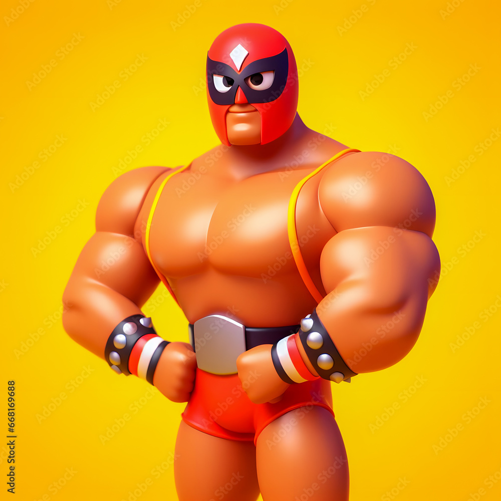 Aufkleber a close up of a toy figure of a man with a red mask generative ai