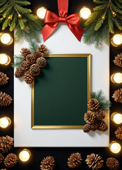Fototapeta na wymiar Christmas flyer background with fir cone design