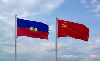 Soviet Union and Haiti flags, country relationship concept