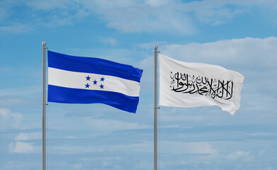 Honduras and Afghanistan national flags, country relationship concept