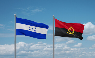 Honduras and Angola national flags, country relationship concept