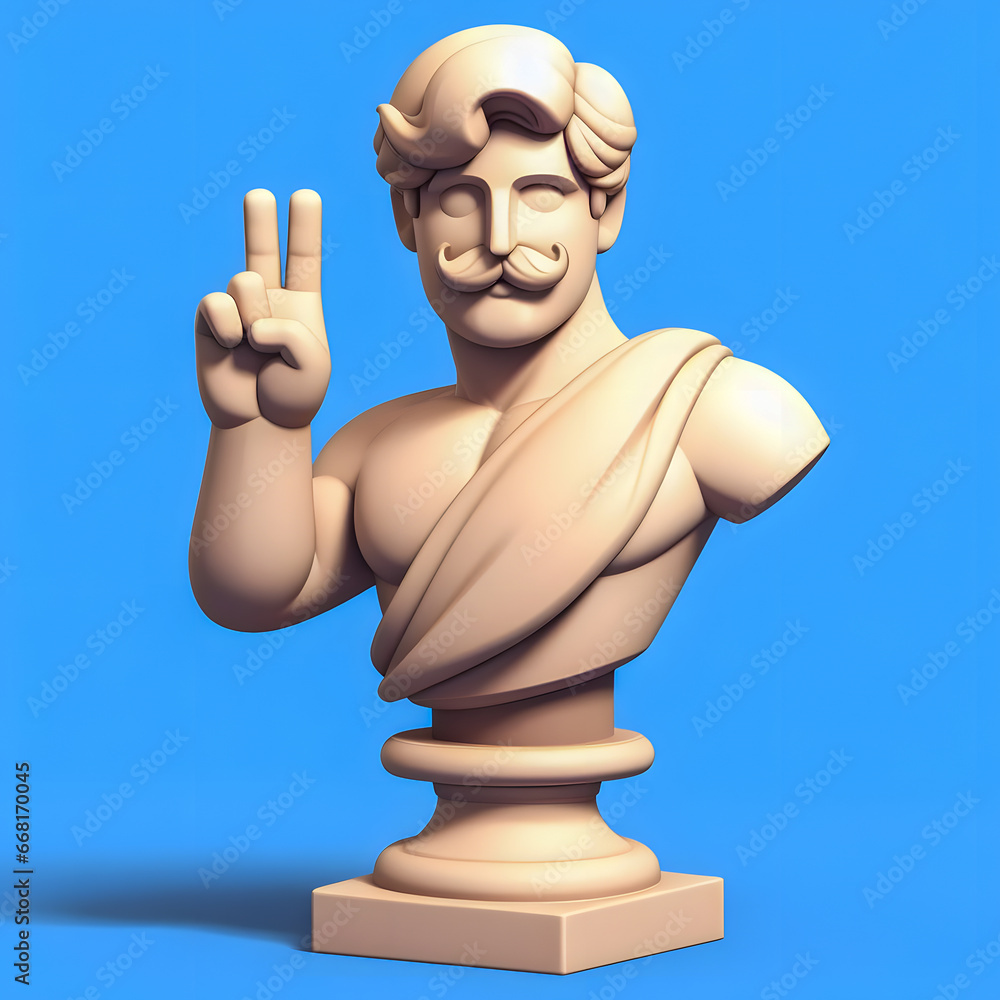 Aufkleber a close up of a statue of a man with a mustache generative ai