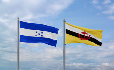 Brunei and Honduras flags, country relationship concepts