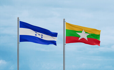Myanmar and Honduras flags, country relationship concept