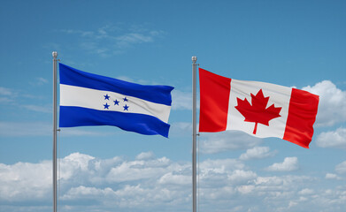Canada and Honduras flags, country relationship concept
