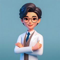 a close up of a cartoon character with glasses and a tie Generative AI