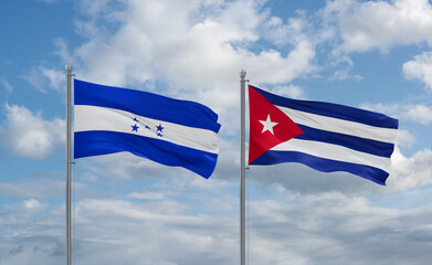 Cuba and Honduras flags, country relationship concept