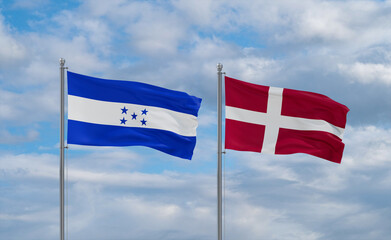 Denmark and Honduras flags, country relationship concept