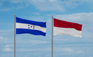 Indonesia and Honduras flags, country relationship concept