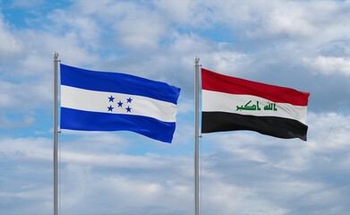 Iraq and Honduras flags, country relationship concept