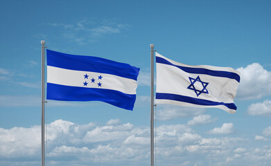 Israel and Honduras flags, country relationship concept
