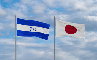 Japan and Honduras flags, country relationship concept