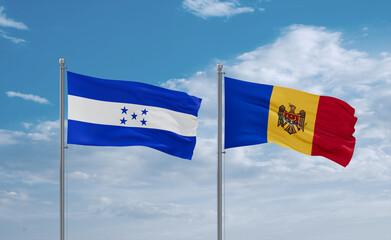 Moldova and Honduras flags, country relationship concept