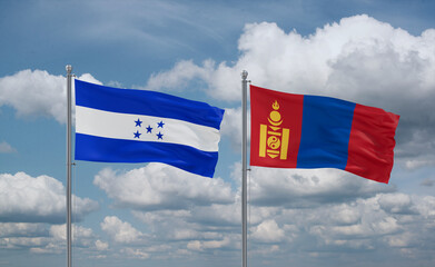 Mongolia and Honduras flags, country relationship concept