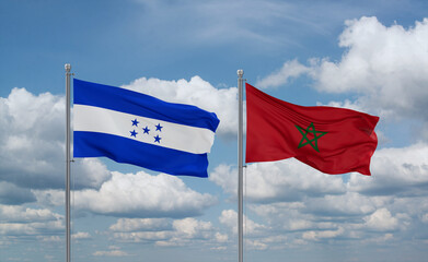 Morocco and Honduras flags, country relationship concept