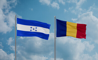 Romania and Honduras flags, country relationship concept