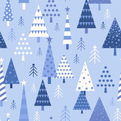 Vintage Christmas Pattern with Xmas Trees