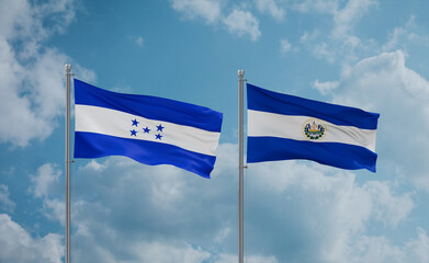 Salvador and Honduras flags, country relationship concept