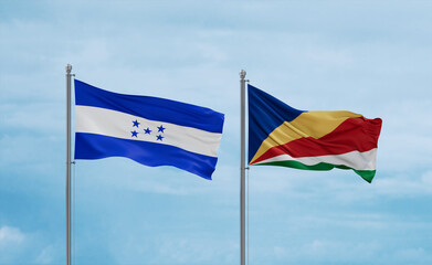 Seychelles and Honduras flags, country relationship concept