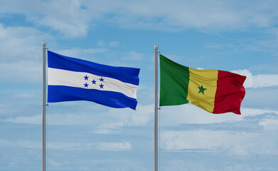 Senegal and Honduras flags, country relationship concept