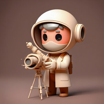 a close up of a toy with a camera on a tripod Generative AI